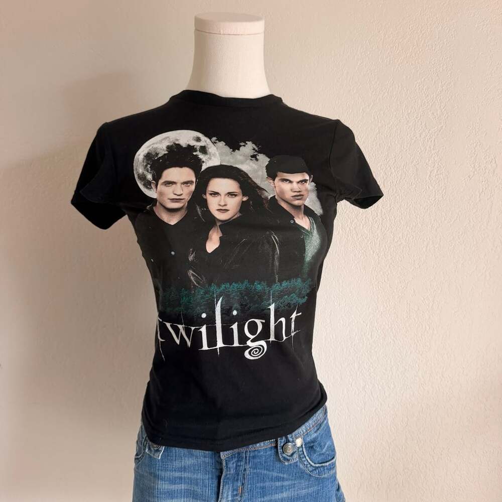Twilight Graphic T-Shirt Edward Bella Jacob Black Short Sleeve Black